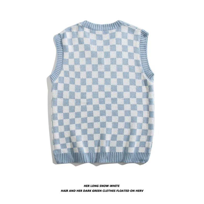 Чоловічий жилет у стилі британського коледжу в ретро клітинку з V-подібним вирізом - Осінньо-зимовий чорно-білий светр 3XL синій
Чоловічий жилет у стилі британського коледжу в ретро клітинку з V-подібним вирізом - Осінньо-зимовий чорно-білий светр 3XL синій