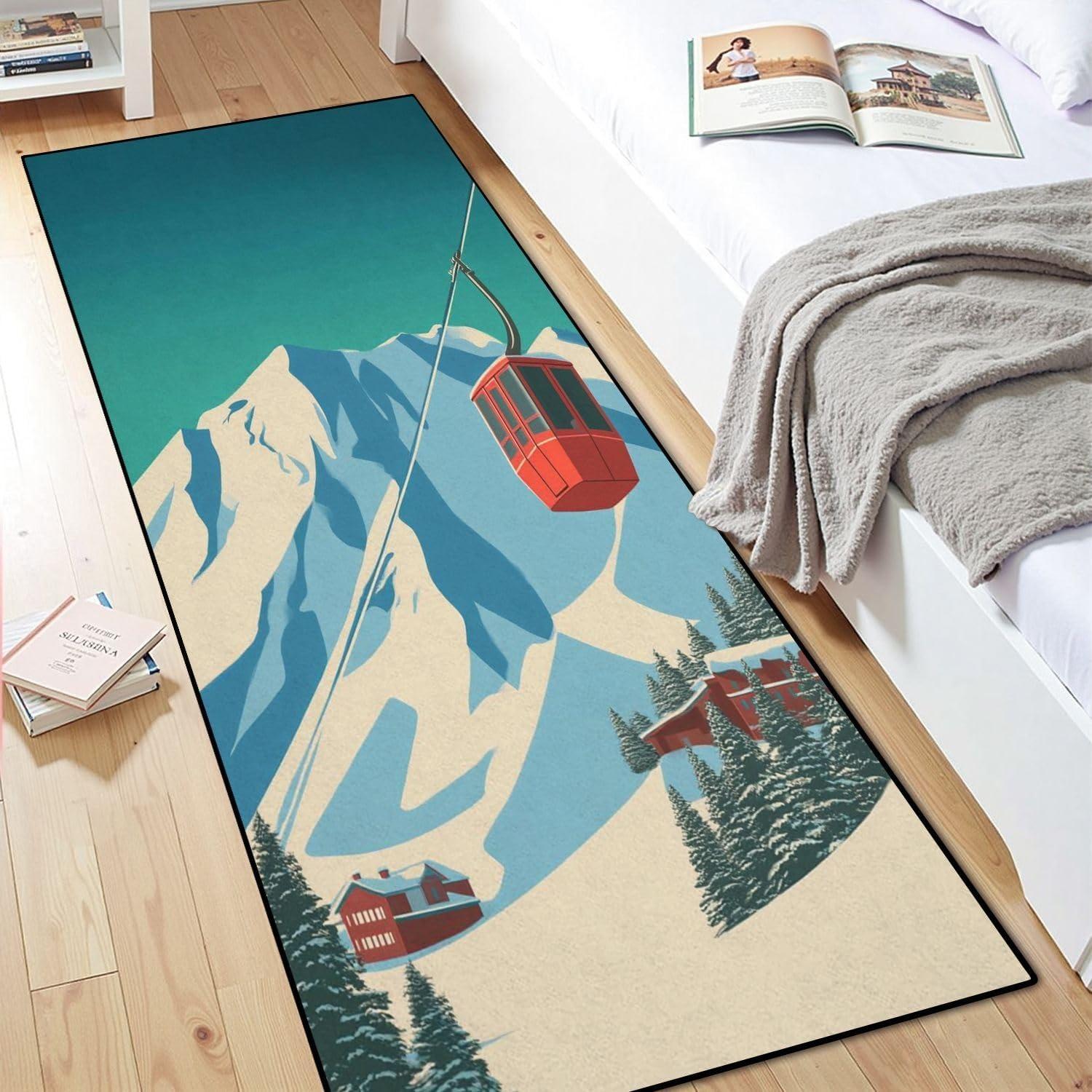 Vintage Ski Lift Runner Rug Mountain Pattern Soft Non-Slip Floor Mat Modern Illustration Style Home Decor Carpet for Living Room 40X120CM
Vintage Ski Lift Runner Rug Mountain Pattern Soft Non-Slip Floor Mat Modern Illustration Style Home Decor Carpet for Living Room 40X120CM