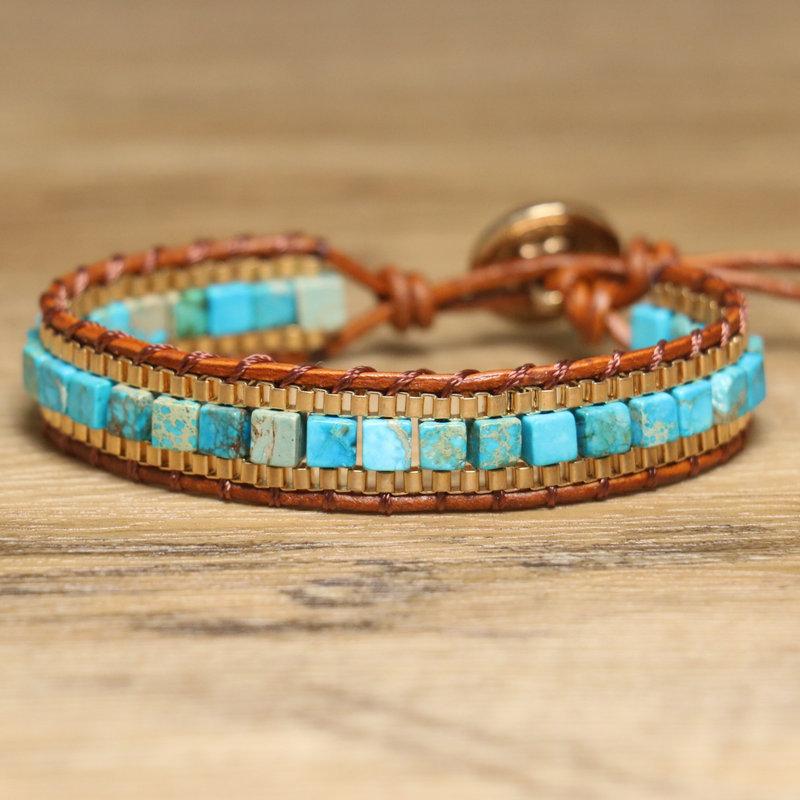 Lapis Lazuli Imperial Jasper Square Bead Leather Bracelet – Gold Accent Boho Jewelry, Adjustable Wisdom Gift for Women синій
Lapis Lazuli Imperial Jasper Square Bead Leather Bracelet – Gold Accent Boho Jewelry, Adjustable Wisdom Gift for Women синій