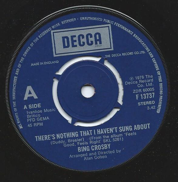 Пластинка 7 дюймов БИНГ КРОСБИ Theres Nothing That I Havent Sung F13737 Decca 1976 Великобритания Поп Б/у
Пластинка 7 дюймов БИНГ КРОСБИ Theres Nothing That I Havent Sung F13737 Decca 1976 Великобритания Поп Б/у