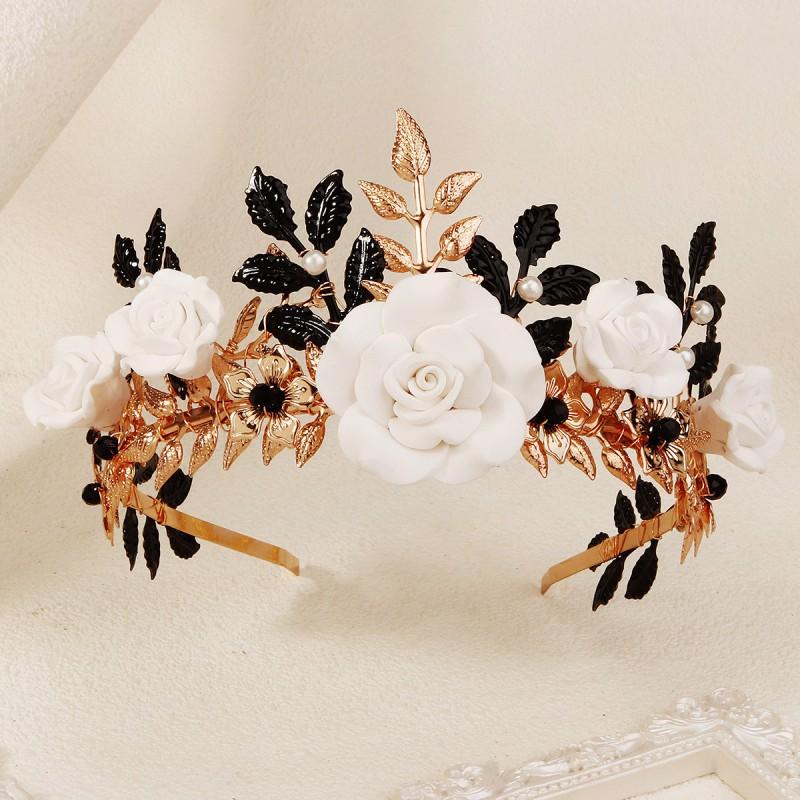 Black Gold Leaves Soft Pottery Flower Headband Pure Handmade Bride Wedding Crown Performance Photo Makeup Exaggerated Headwear
Black Gold Leaves Soft Pottery Flower Headband Pure Handmade Bride Wedding Crown Performance Photo Makeup Exaggerated Headwear