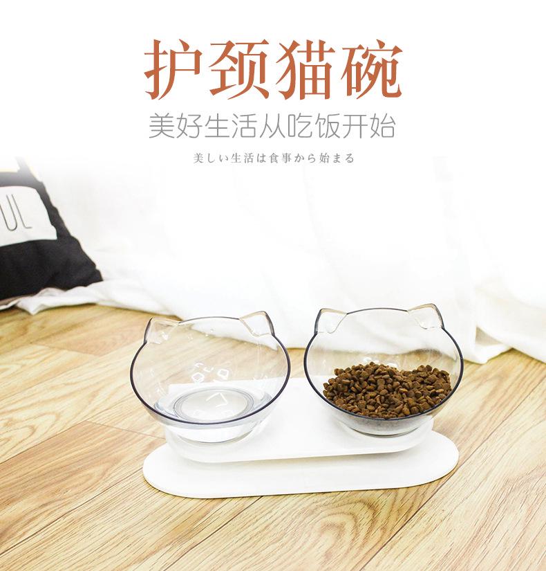 Взрывоопасная двойная миска для кошек, миска для кошек, миска для собак, прозрачная, как материал, нескользящая миска для еды с защитой, шейка матки, прозрачная кошка 28 X 15 X 12