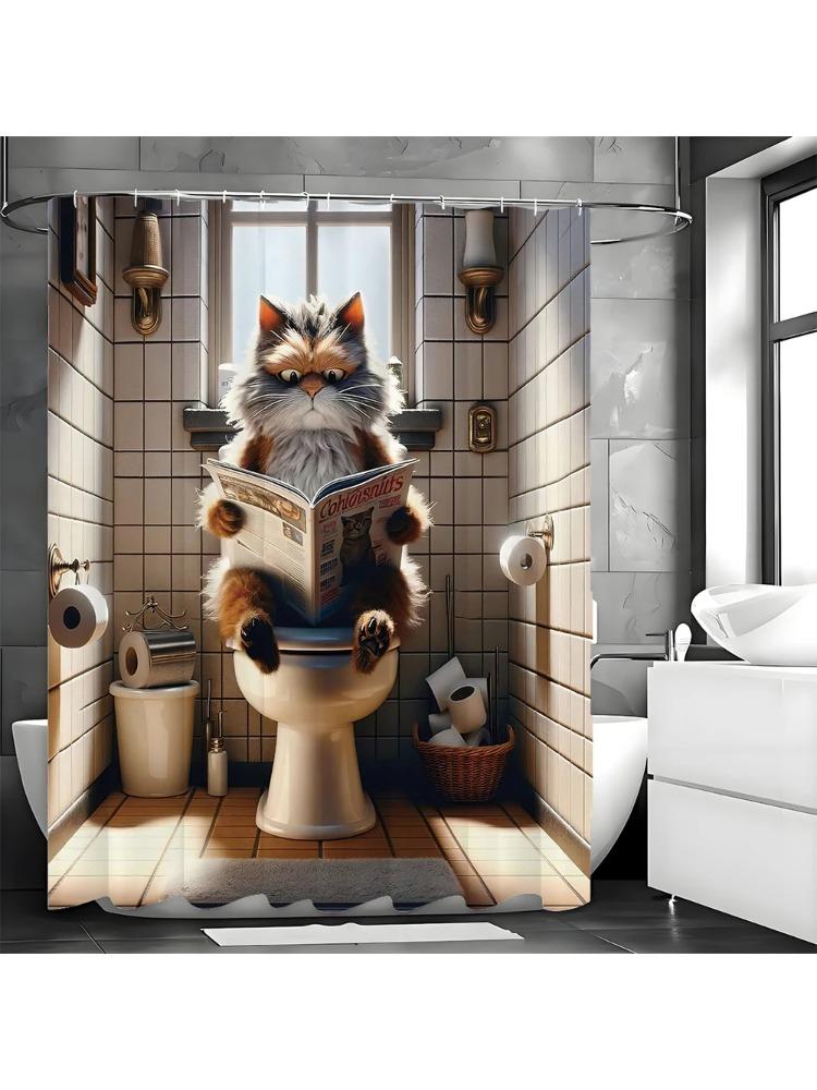 The Cat Who Reads The Newspaper Shower Curtain, Bathroom Decorative Shower Curtain, Waterproof Shower Curtain With Hooks W60H190(CM)-1 Pcs
The Cat Who Reads The Newspaper Shower Curtain, Bathroom Decorative Shower Curtain, Waterproof Shower Curtain With Hooks W60H190(CM)-1 Pcs