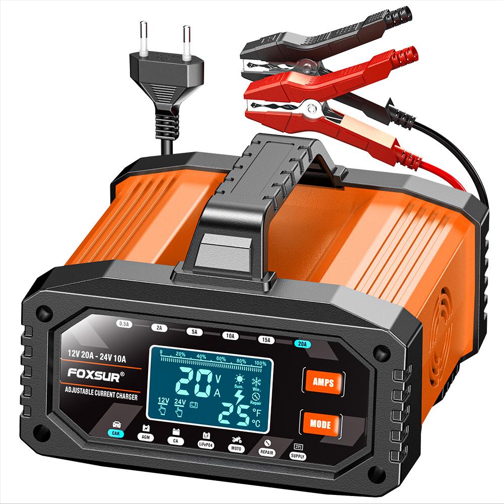 FOXSUR 0.5A-20A Portable ATV Motorcycle Car Battery Charger 12V24V Lithium AGM GEL Lead-Acid LiFePO4 Smart Battery Chargers
FOXSUR 0.5A-20A Portable ATV Motorcycle Car Battery Charger 12V24V Lithium AGM GEL Lead-Acid LiFePO4 Smart Battery Chargers