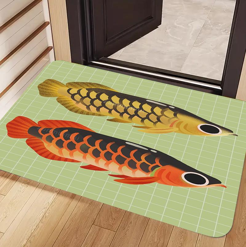 Cute Arowana Fish Pair Green Grid Non-slip Carpet Washable Door Mat for Entryway Kitchen Bathroom Home Decoration 40cm x 60cm
Cute Arowana Fish Pair Green Grid Non-slip Carpet Washable Door Mat for Entryway Kitchen Bathroom Home Decoration 40cm x 60cm