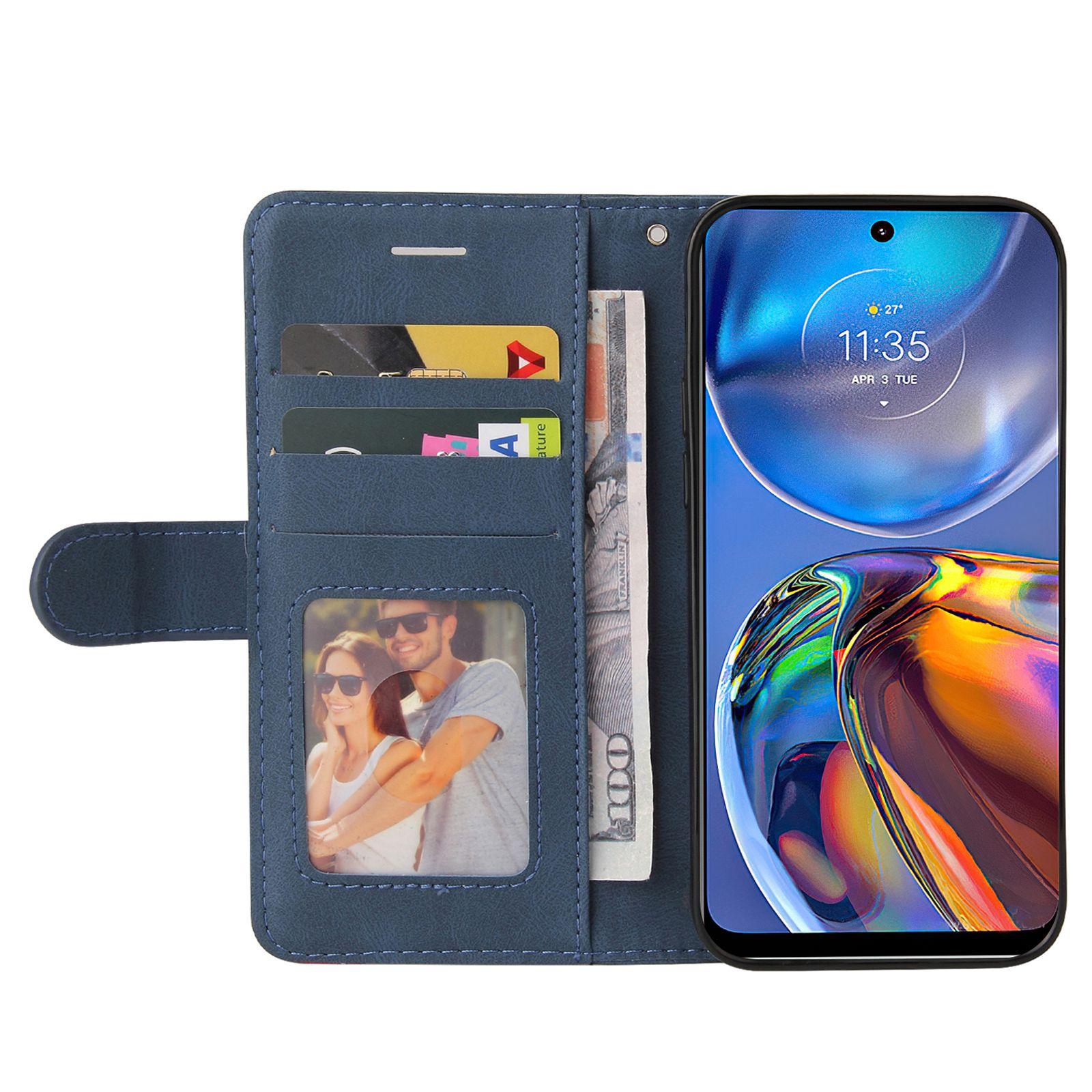 For Motorola Moto E32 Dual-color Splicing PU Leather Case Full Protection Magnetic Closure Stand Flip Cover with Strap Blue
For Motorola Moto E32 Dual-color Splicing PU Leather Case Full Protection Magnetic Closure Stand Flip Cover with Strap Blue