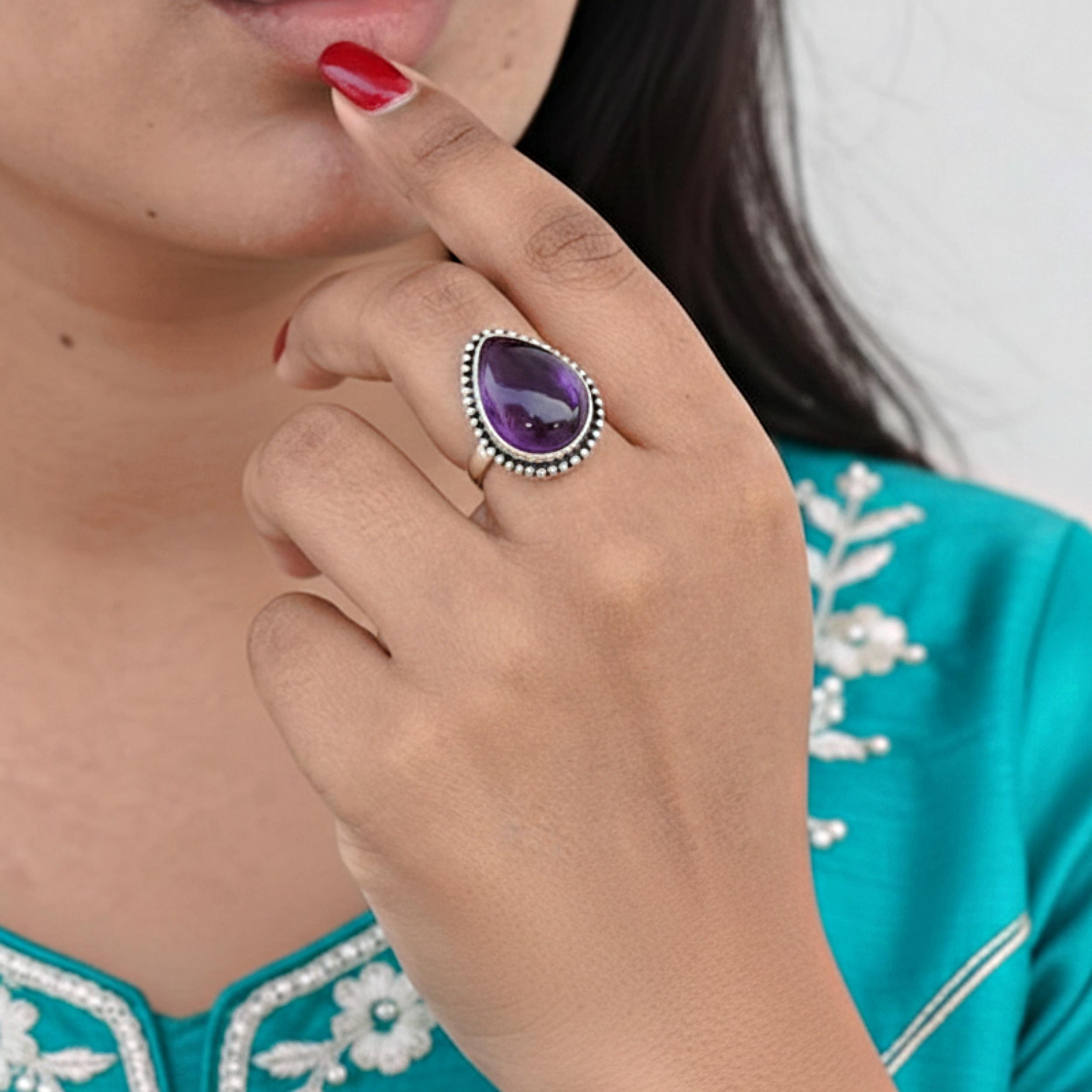 Purple Amethyst Pear Statement Ring, 925 Solid Sterling Silver, Handmade Gemstone Jewelry for Women 12 срібний
Purple Amethyst Pear Statement Ring, 925 Solid Sterling Silver, Handmade Gemstone Jewelry for Women 12 срібний