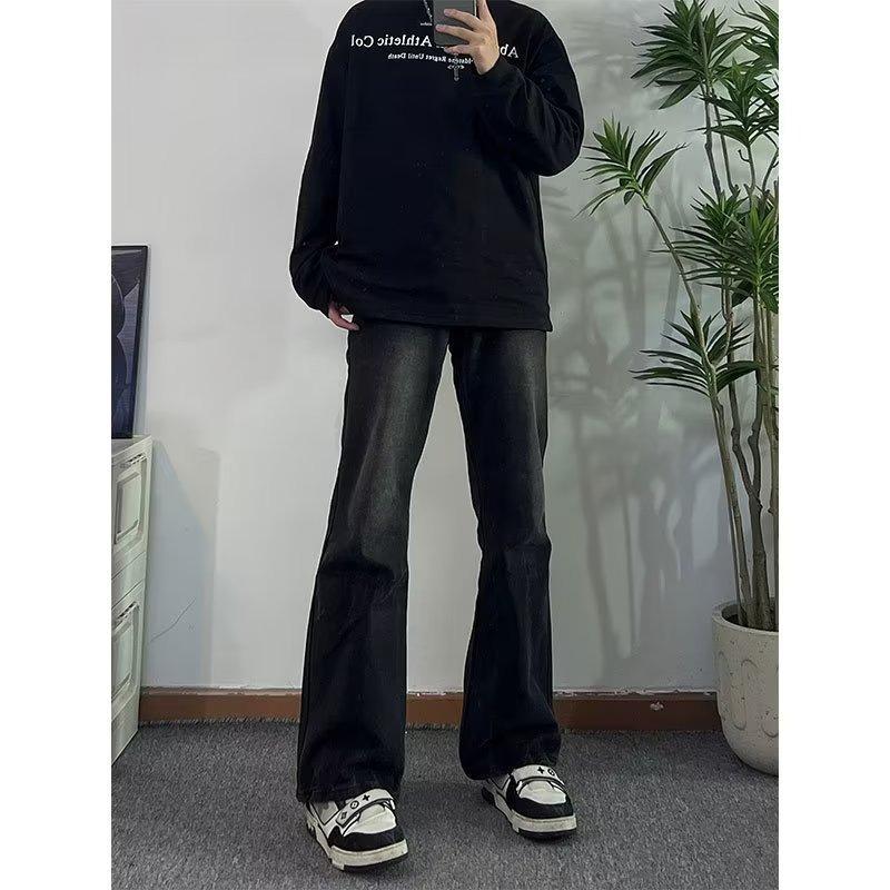 Black Slim Fit Micro-Flare Jeans for Men - Vintage Washed, Straight Leg, High Street Style M чорний
Black Slim Fit Micro-Flare Jeans for Men - Vintage Washed, Straight Leg, High Street Style M чорний