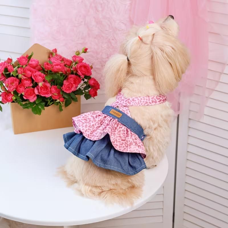 Cute and breathable, easy to wear and take off small dog princess dress, leopard print floral spring and summer pet dress S розовый
Cute and breathable, easy to wear and take off small dog princess dress, leopard print floral spring and summer pet dress S розовый