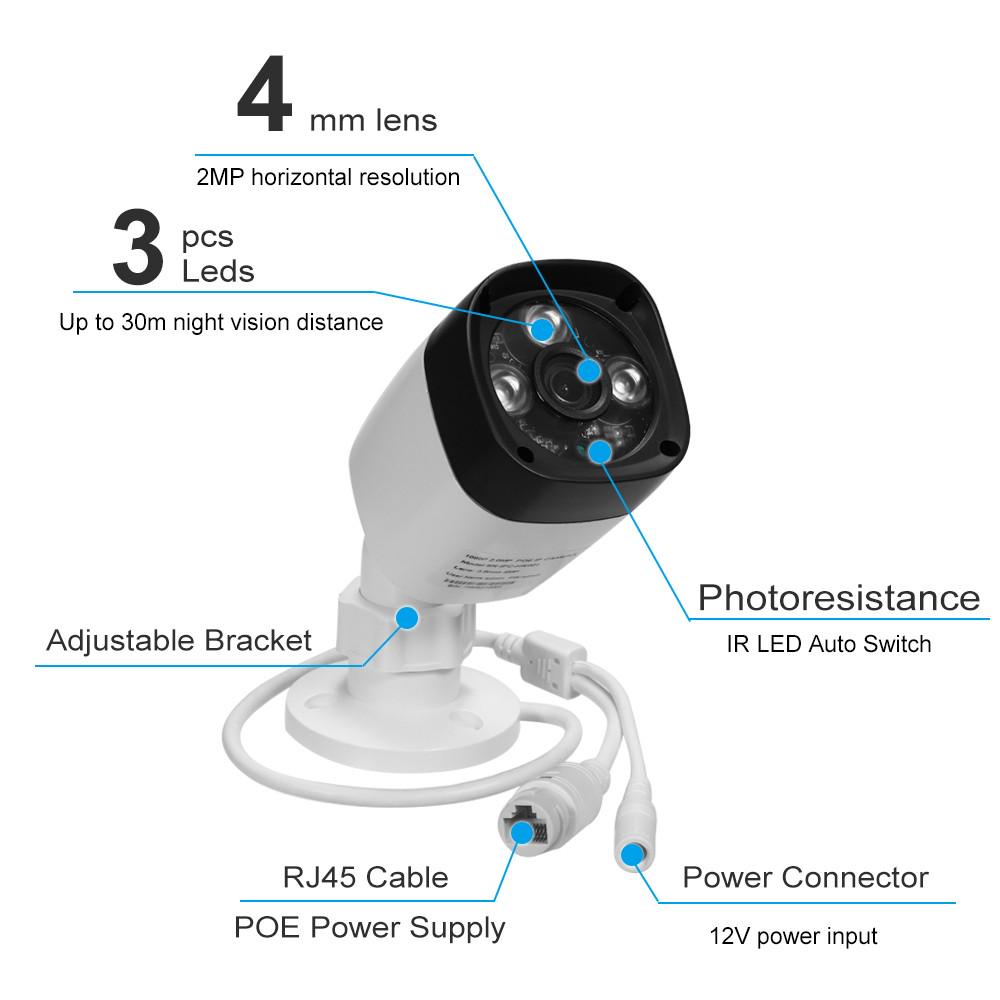 IP-камера HBKS HD POE 3MP 4 мм 1/3 дюйма CMOS H.264 P2P Onvif 3 массива ИК-ламп Ночной вид IR-CUT
IP-камера HBKS HD POE 3MP 4 мм 1/3 дюйма CMOS H.264 P2P Onvif 3 массива ИК-ламп Ночной вид IR-CUT