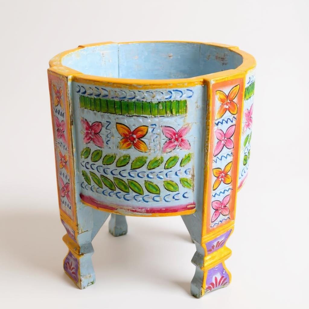 Hand-Painted Colorful Wooden Planter Stand | Floral Butterfly Design | Indian Folk Art Stool | Decorative Garden Plant Holder, Garden Decor
Hand-Painted Colorful Wooden Planter Stand | Floral Butterfly Design | Indian Folk Art Stool | Decorative Garden Plant Holder, Garden Decor
