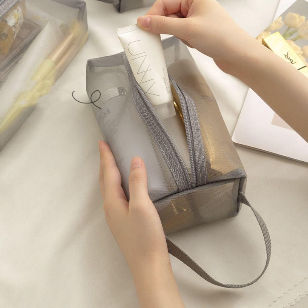 Lightweight Transparent Cosmetic Bag Square Cosmetic Cases Casual Mesh Makeup Bag Travel Black-Small 
Lightweight Transparent Cosmetic Bag Square Cosmetic Cases Casual Mesh Makeup Bag Travel Black-Small