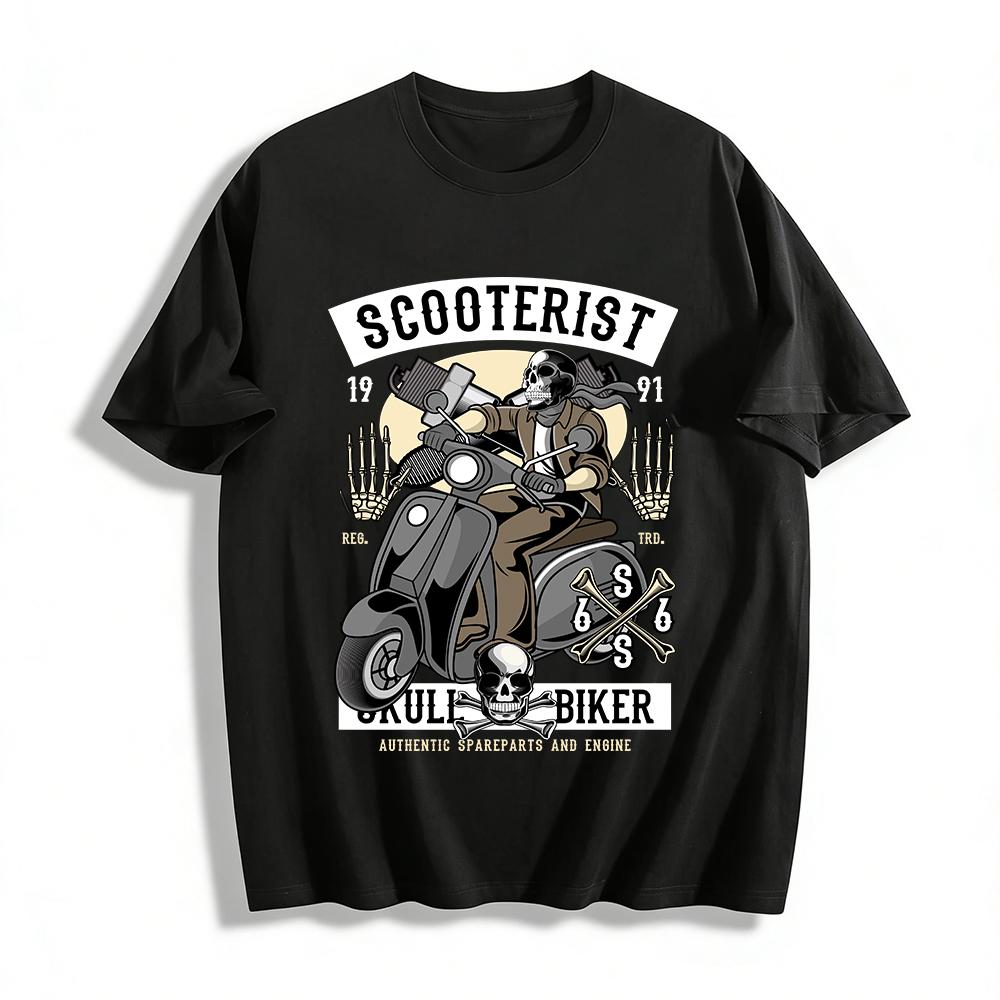 Vintage Skull Scooterist Print T-Shirt Cool Rider Style Casual Top Pure cotton T-shirt XXS
Vintage Skull Scooterist Print T-Shirt Cool Rider Style Casual Top Pure cotton T-shirt XXS