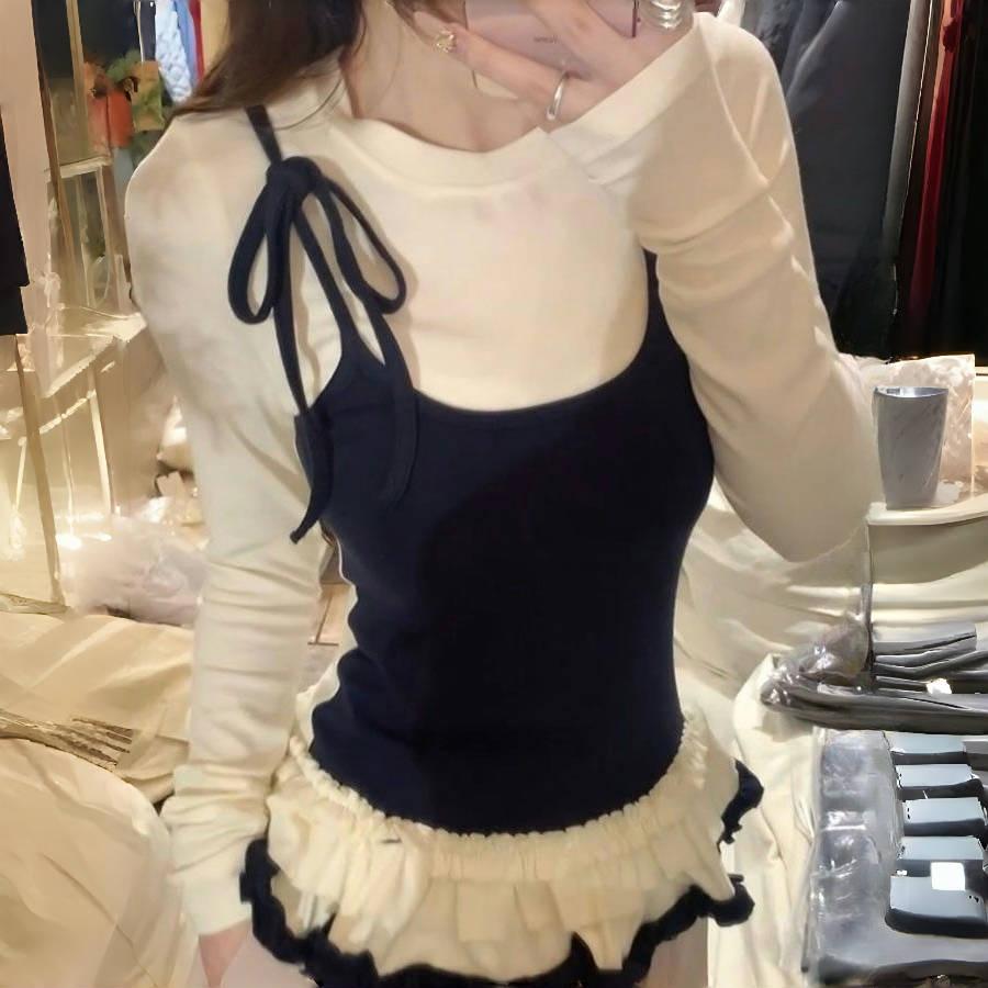 VAYLA Korean Woman T Shirts Fake Two Chic Tees Long Sleeve O-neck Ruffles Sweet Camisetas Bandage Casual Y2k T-shirts XXL сірий колір
VAYLA Korean Woman T Shirts Fake Two Chic Tees Long Sleeve O-neck Ruffles Sweet Camisetas Bandage Casual Y2k T-shirts XXL сірий колір