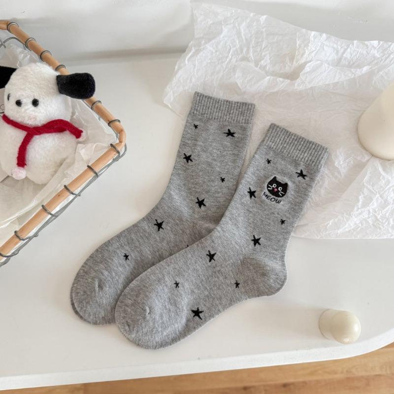 Autumn and Winter Socks, Girls Cartoon Cat Socks, Girls Embroidered Cat Sweet and Breathable Star Mid-calf Socks 1 pair світло-сірий колір
Autumn and Winter Socks, Girls Cartoon Cat Socks, Girls Embroidered Cat Sweet and Breathable Star Mid-calf Socks 1 pair світло-сірий колір