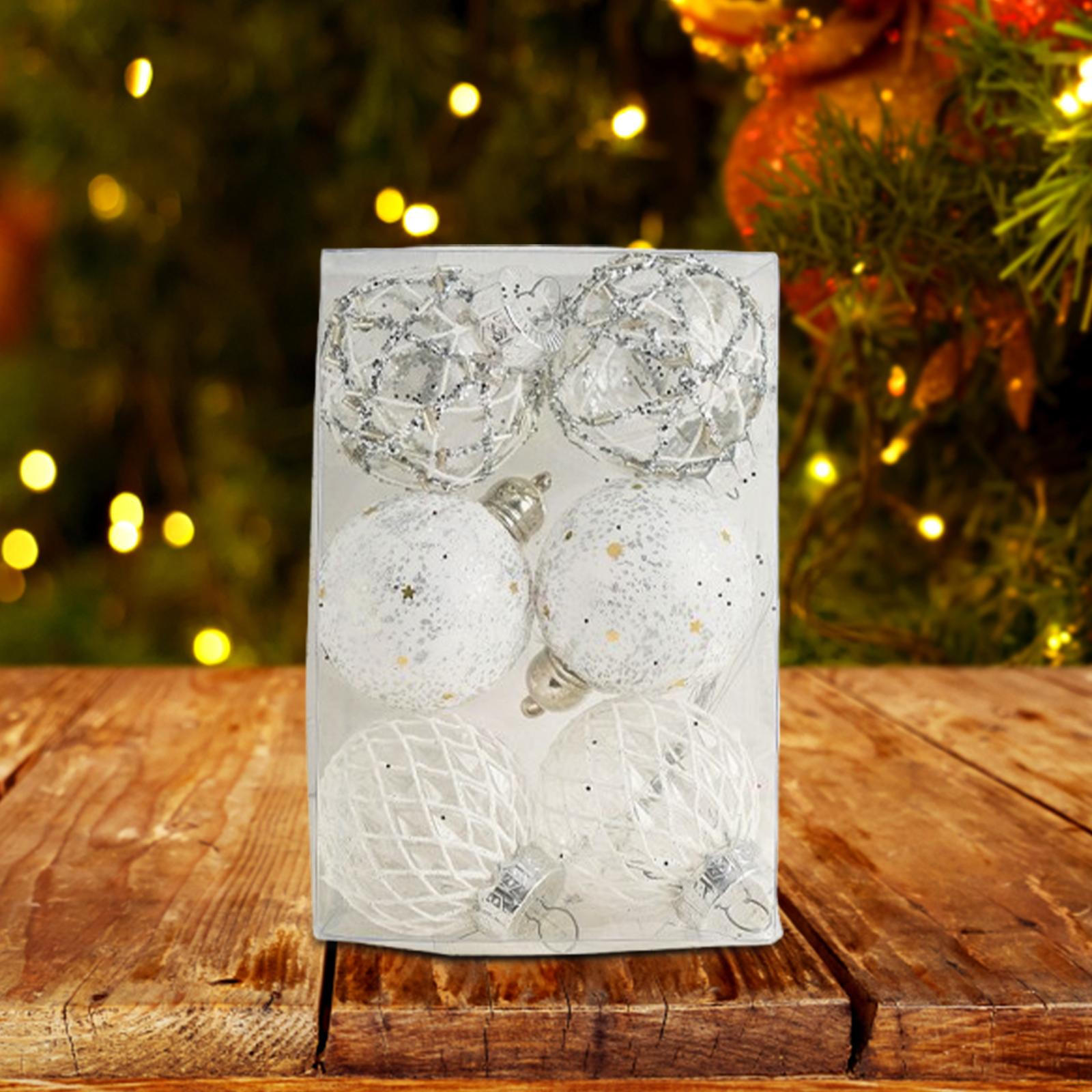 6 шт. Рождественские шары, украшения, подвесные украшения для елки, подвески для окна Argent White
6 шт. Рождественские шары, украшения, подвесные украшения для елки, подвески для окна Argent White