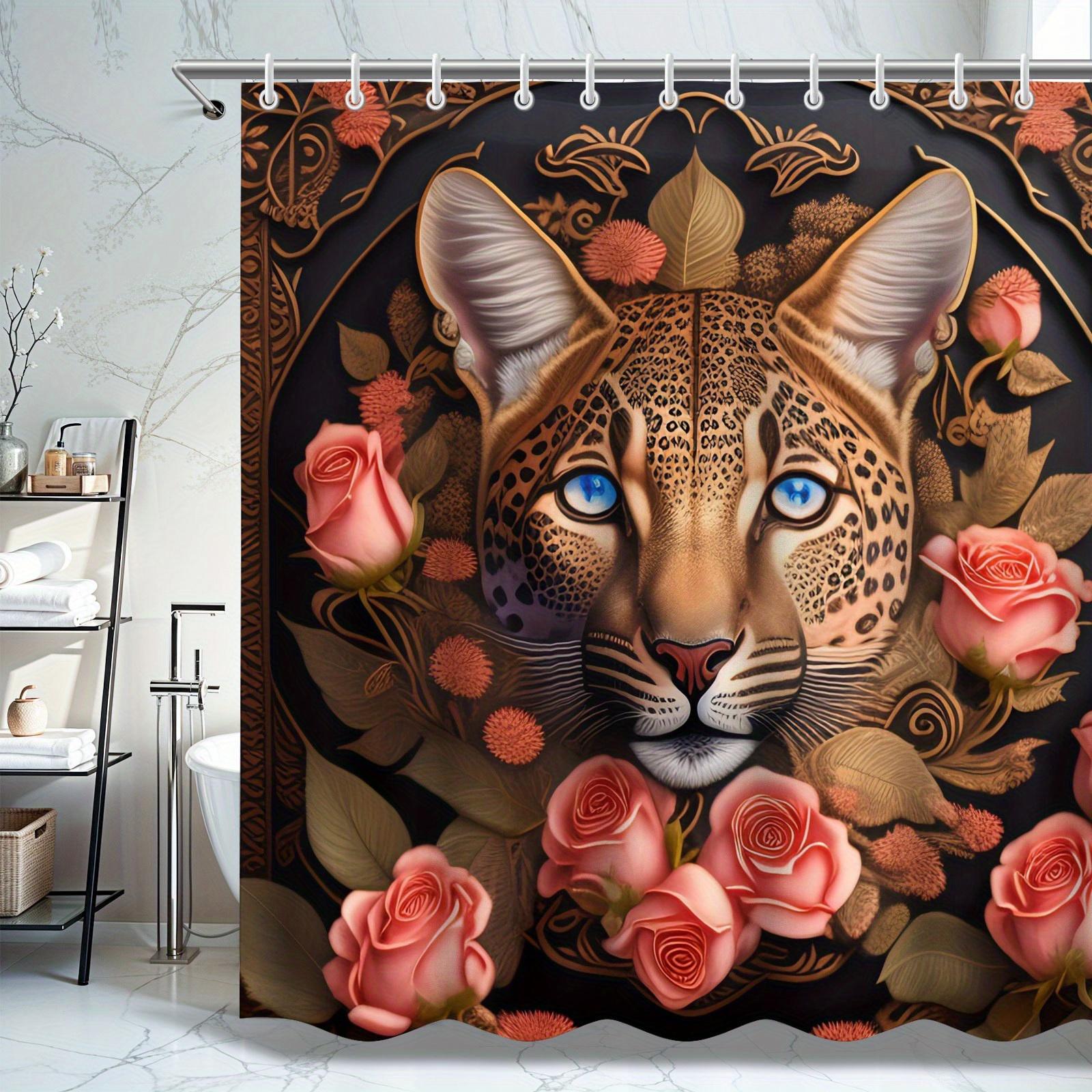 Leopard & Rose Shower Curtain - Vibrant Blue Eyes & Floral Design, Durable Jacquard Polyester, Perfect For Animal Lovers W60H190(CM)-1 Pcs
Leopard & Rose Shower Curtain - Vibrant Blue Eyes & Floral Design, Durable Jacquard Polyester, Perfect For Animal Lovers W60H190(CM)-1 Pcs