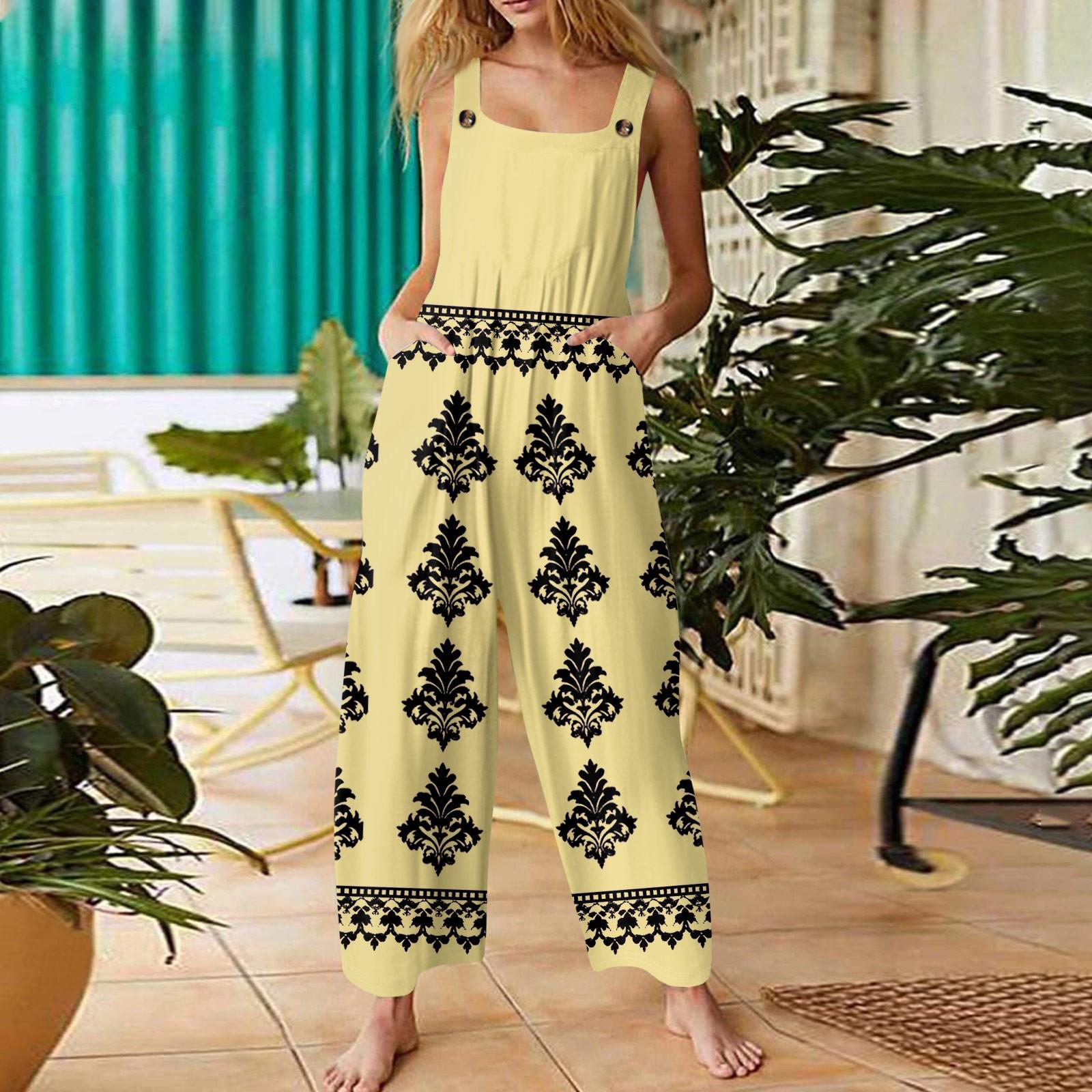 Women s Casual Straight Jumpsuit Sleeveless Bohemian Printed Jumpsuit M жовтий
Women s Casual Straight Jumpsuit Sleeveless Bohemian Printed Jumpsuit M жовтий