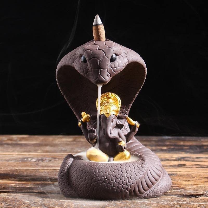 Resin Back Flow Smoke Fountain Incense Holder Nag and Snake Ganesha Incense Burner with 30 Back Flow Incense Stick Holder Cones
Resin Back Flow Smoke Fountain Incense Holder Nag and Snake Ganesha Incense Burner with 30 Back Flow Incense Stick Holder Cones