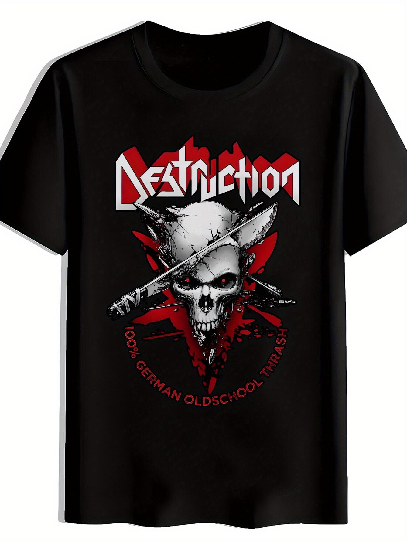 Retro Rock Band Graphic T-shirt - Black Short Sleeve Crewneck with Skull & Dagger Design S
Retro Rock Band Graphic T-shirt - Black Short Sleeve Crewneck with Skull & Dagger Design S