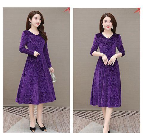 Golden velvet V-neck dress, spring new long dress, embossed long-sleeved femininity, slim and thin big swing dress 4XL фіолетовий
Golden velvet V-neck dress, spring new long dress, embossed long-sleeved femininity, slim and thin big swing dress 4XL фіолетовий
