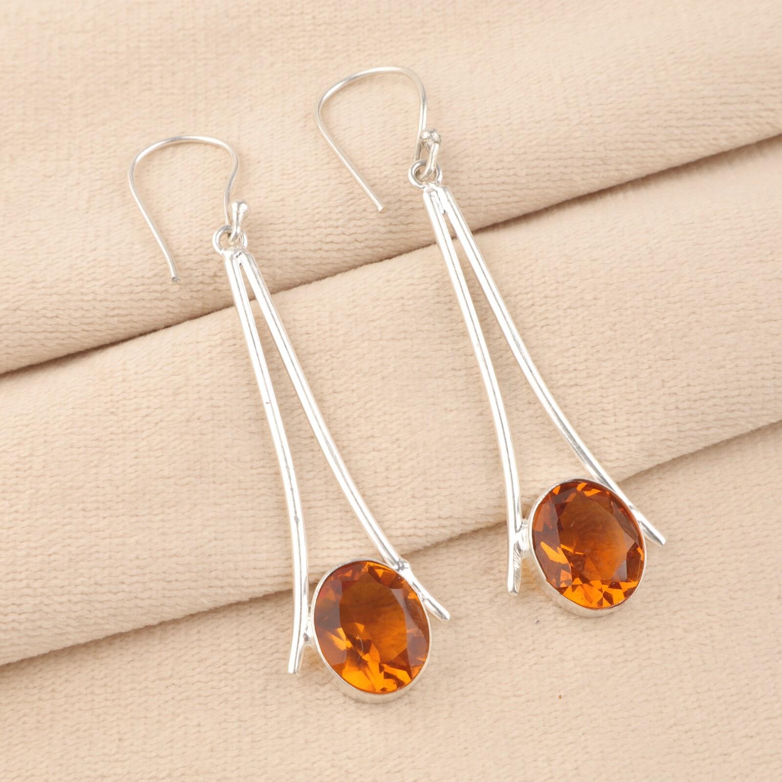 Natural Citrine Gemstone 925 Sterling Silver Handmade Drop/Dangle Earrings 2.63 EE-136-5
Natural Citrine Gemstone 925 Sterling Silver Handmade Drop/Dangle Earrings 2.63 EE-136-5