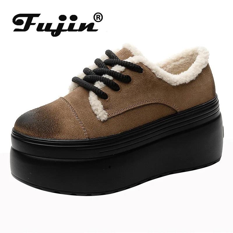 Fujin/8 см замшевая женская обувь из натуральной кожи на платформе, танкетка и высокий каблук, повседневная зимняя обувь на платформе, женские модные ботильоны с плюшевым мехом
Fujin/8 см замшевая женская обувь из натуральной кожи на платформе, танкетка и высокий каблук, повседневная зимняя обувь на платформе, женские модные ботильоны с плюшевым мехом