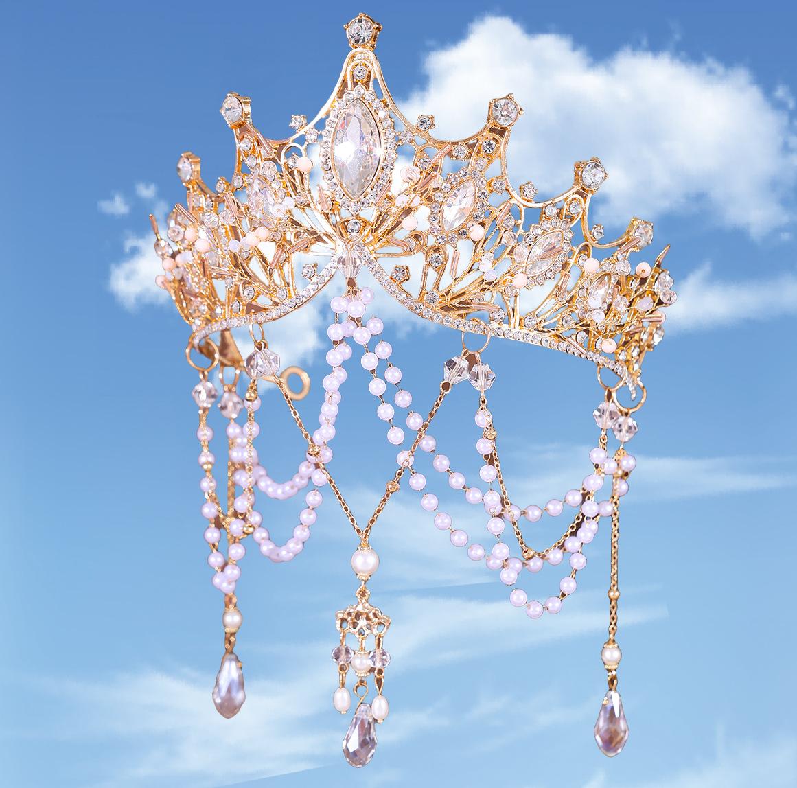 2026 Princess Tassel Pearl Hair Crown Headdress Queen Catwalk Eyebrow Forehead Decoration Travel Photo Virgin Crown Modeling Accessories
2026 Princess Tassel Pearl Hair Crown Headdress Queen Catwalk Eyebrow Forehead Decoration Travel Photo Virgin Crown Modeling Accessories