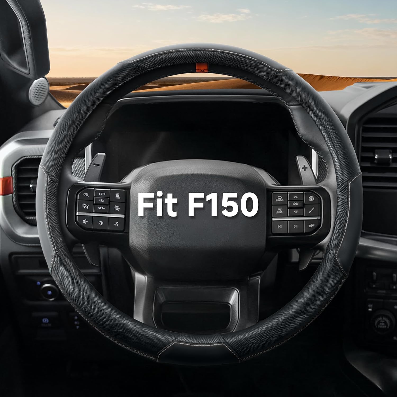 West Llama Car Steering Wheel Cover for Ford F-150(1997-2026), F-250(1997-2026), F-350, 15.5-16 inches, Black + Silver 15.5-16 inch
West Llama Car Steering Wheel Cover for Ford F-150(1997-2026), F-250(1997-2026), F-350, 15.5-16 inches, Black + Silver 15.5-16 inch