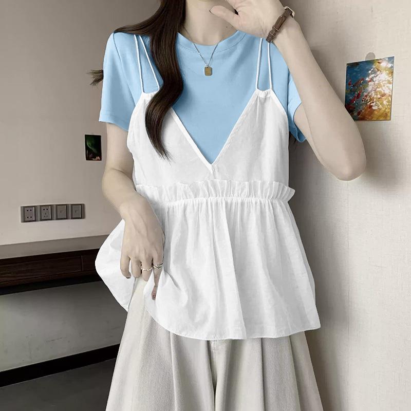 ZANZEA Женская повседневная блузка с круглым вырезом, с короткими рукавами, с эффектом двухслойности S
ZANZEA Женская повседневная блузка с круглым вырезом, с короткими рукавами, с эффектом двухслойности S