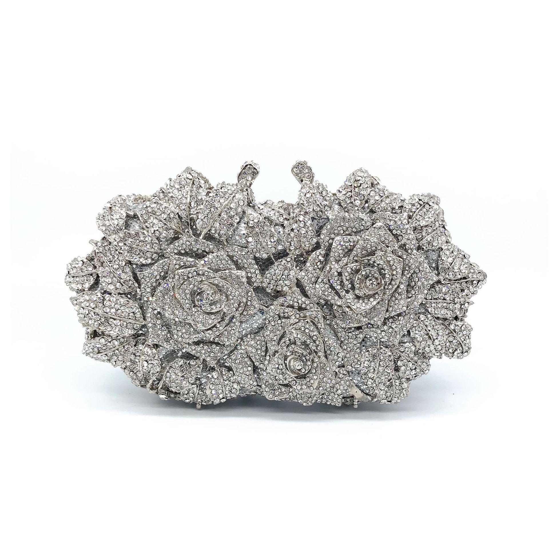 Elegantly Crafted Crystal Rose Rhinestone Evening Clutch Bag срібний
Elegantly Crafted Crystal Rose Rhinestone Evening Clutch Bag срібний