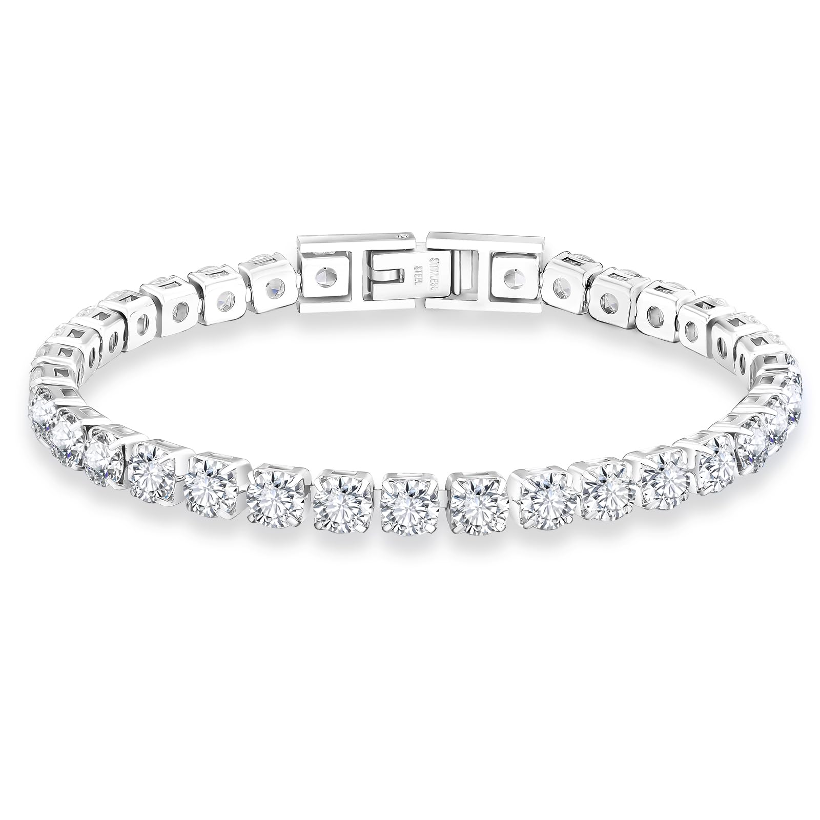 Tennis Bracelet Width 5mm Zirconia K14 Gold Plated Surgical Stainless Steel CZ Diamond Bracelet Hypoallergenic Metal Glitter Jewelry Bling Anniversary
Tennis Bracelet Width 5mm Zirconia K14 Gold Plated Surgical Stainless Steel CZ Diamond Bracelet Hypoallergenic Metal Glitter Jewelry Bling Anniversary
