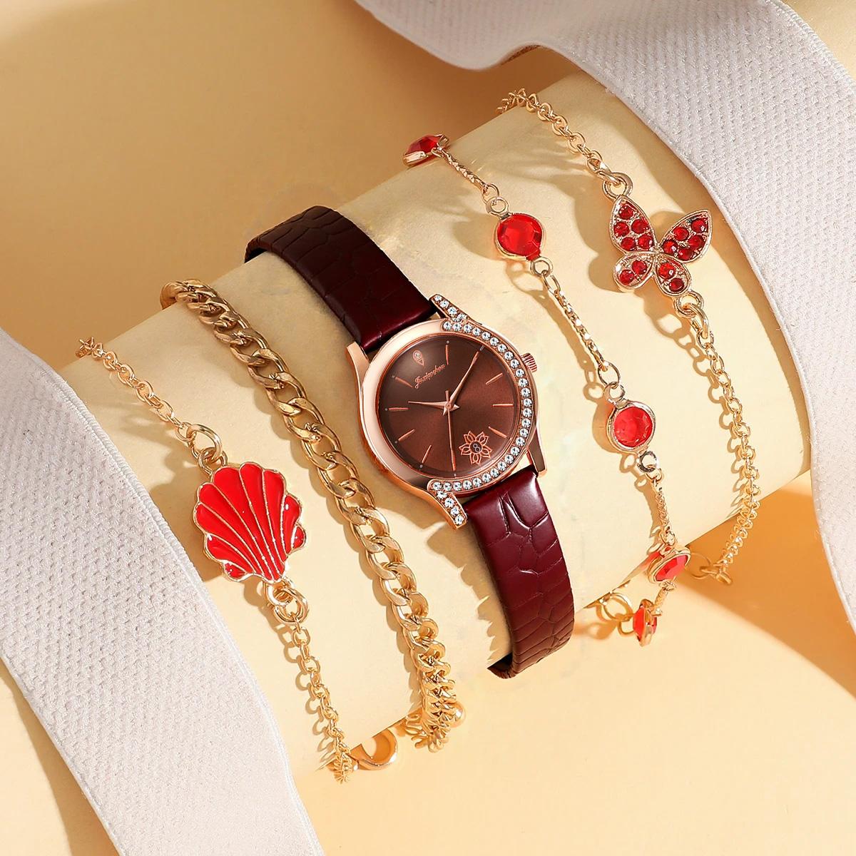 1pcs/set Autumn and winter new women s fashion diamond round dial crocodile leather strap quartz watch suitable for gift giving червоний
1pcs/set Autumn and winter new women s fashion diamond round dial crocodile leather strap quartz watch suitable for gift giving червоний
