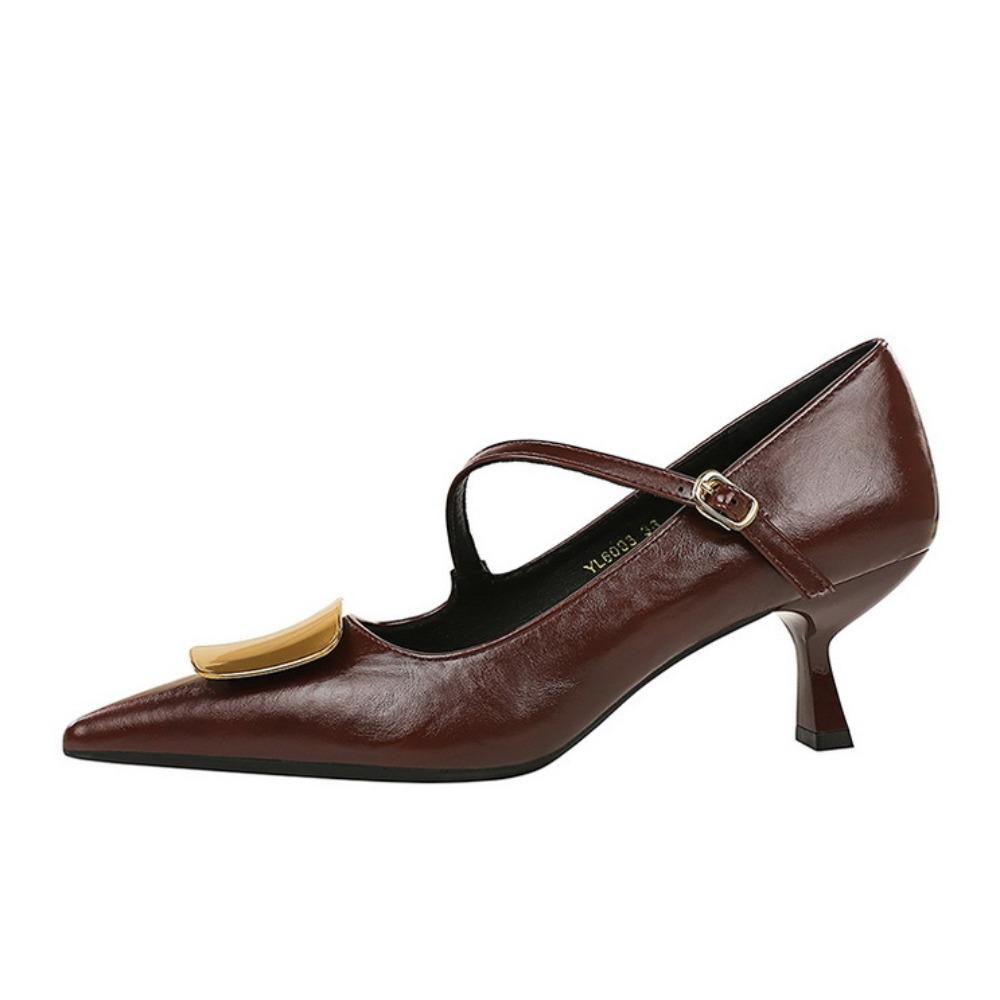 6CM Retro Textured Women Pumps, Metal Decor Buckle Strap Pointed Toe Shallow Mouth Mid Heel Fashion Ladies Dress Shoes 40 коричневий
6CM Retro Textured Women Pumps, Metal Decor Buckle Strap Pointed Toe Shallow Mouth Mid Heel Fashion Ladies Dress Shoes 40 коричневий