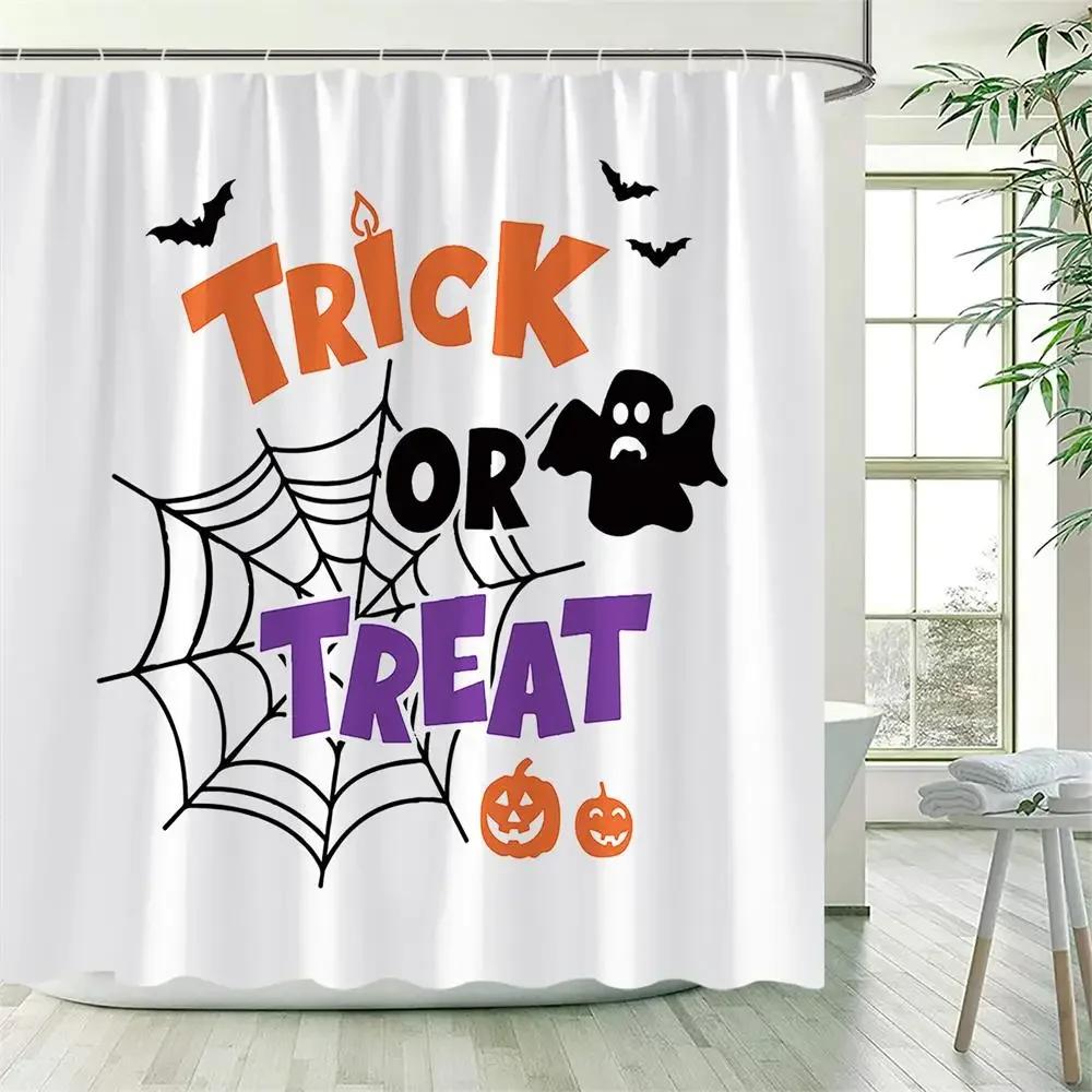 Happy Halloween Shower Curtain Magic Witch Spider Web Pumpkin Bat Black White Halloween Cloth Bathroom Curtains Decor W60H190(CM)-1 Pcs
Happy Halloween Shower Curtain Magic Witch Spider Web Pumpkin Bat Black White Halloween Cloth Bathroom Curtains Decor W60H190(CM)-1 Pcs