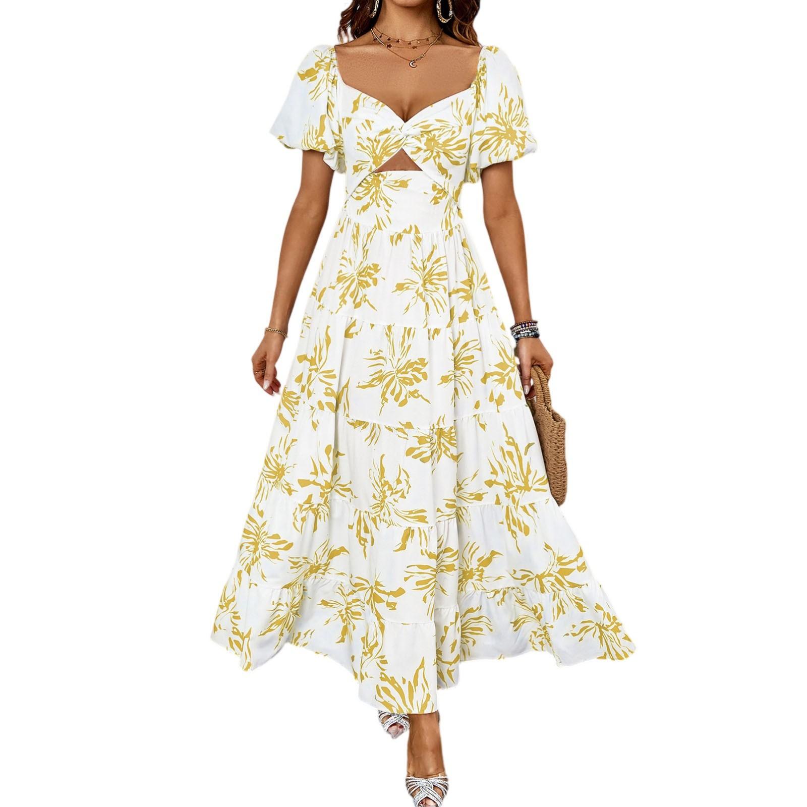 Женское модное платье с V-образным вырезом, цветочным принтом, ажурным узором, короткими рукавами-буфами и темпераментом XL жёлтый
Женское модное платье с V-образным вырезом, цветочным принтом, ажурным узором, короткими рукавами-буфами и темпераментом XL жёлтый