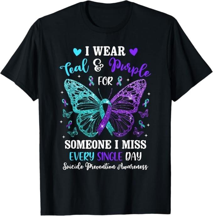 I Wear Teal and Purple Suicide Prevention Awareness Butterfly T-Shirt M
I Wear Teal and Purple Suicide Prevention Awareness Butterfly T-Shirt M