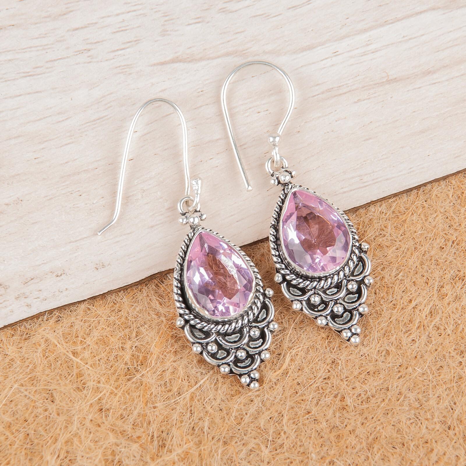 Natural Morganite Gemstone 925 Sterling Silver Jewelry Drop/Dangle Earrings1.9 EE-85-11
Natural Morganite Gemstone 925 Sterling Silver Jewelry Drop/Dangle Earrings1.9 EE-85-11