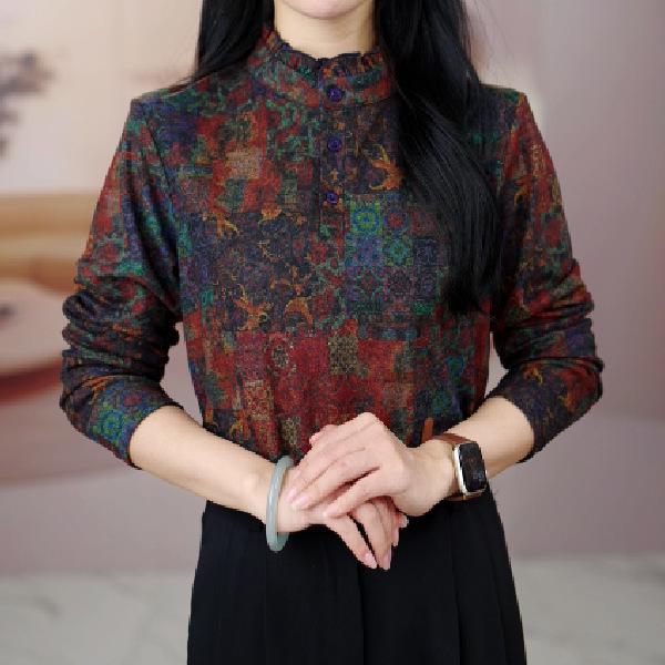 Autumn/Winter Floral Print Round Neck Plus Size Long Sleeve Tummy Covering Top for Middle-Aged Mothers. M
Autumn/Winter Floral Print Round Neck Plus Size Long Sleeve Tummy Covering Top for Middle-Aged Mothers. M