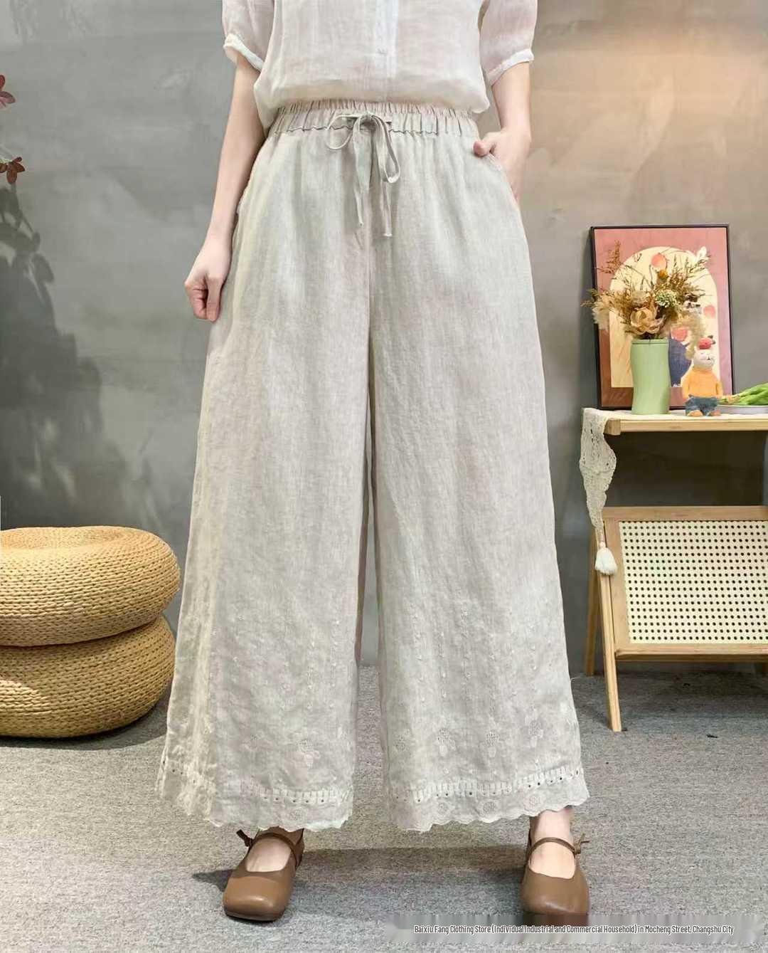 Spring 2026 Linen Elastic-Waist Wide-Leg Pants: Artistic, Versatile, Casual, Comfortable One Size (90-140 Jin)
Spring 2026 Linen Elastic-Waist Wide-Leg Pants: Artistic, Versatile, Casual, Comfortable One Size (90-140 Jin)