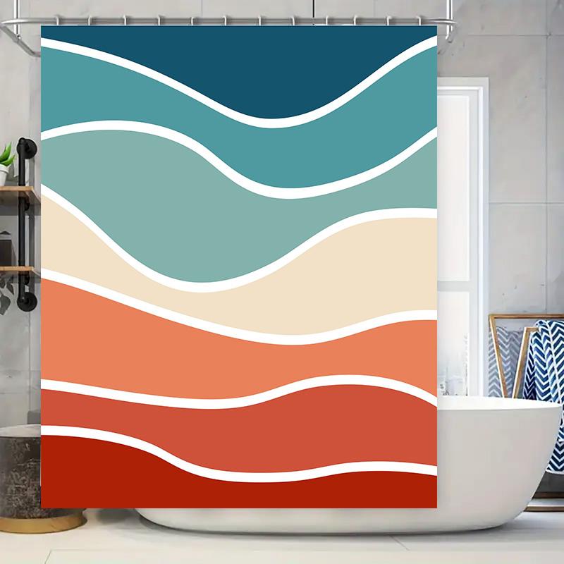 Modern Bathroom Decor: Wavy Pattern Shower Curtain Set in Soft Pastel Colors for Bathtub 90x180cm
Modern Bathroom Decor: Wavy Pattern Shower Curtain Set in Soft Pastel Colors for Bathtub 90x180cm