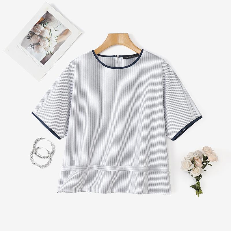 ZANZEA Женская летняя повседневная блузка с круглым вырезом, свободного кроя, с короткими рукавами и полосатым принтом 5XL серый
ZANZEA Женская летняя повседневная блузка с круглым вырезом, свободного кроя, с короткими рукавами и полосатым принтом 5XL серый