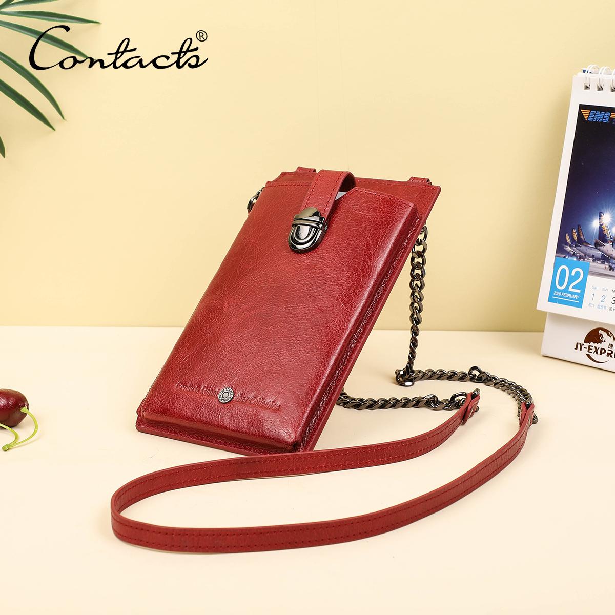 Женская сумка через плечо из натуральной кожи Contact s, маленькая сумка для телефона X, модные сумки через плечо, держатель для карт, брелок-кошелек чёрный