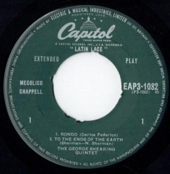 7inch Record GEORGE SHEARING QUINTET Latin Lace Part 3 EAP31082 CAPITOL 1961 UK Jazz Used
7inch Record GEORGE SHEARING QUINTET Latin Lace Part 3 EAP31082 CAPITOL 1961 UK Jazz Used