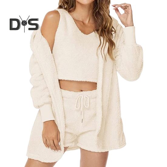 3 шт./комплект. Осінь-зима. Жіноче пальто. Жилет. Шорти. Комплект із товстого плюшу. Домашній одяг. Одяг для сну. З капюшоном. Довгі рукави. Тепла куртка. M бежевий
3 шт./комплект. Осінь-зима. Жіноче пальто. Жилет. Шорти. Комплект із товстого плюшу. Домашній одяг. Одяг для сну. З капюшоном. Довгі рукави. Тепла куртка. M бежевий