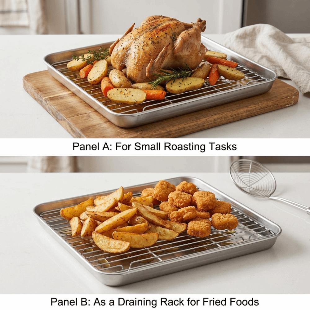 304 Rustless Steel Square Plate Polished BBQ Tray Stackable Drain Tray Dumpling Placing 26×20×2.5cm
304 Rustless Steel Square Plate Polished BBQ Tray Stackable Drain Tray Dumpling Placing 26×20×2.5cm