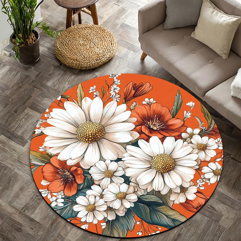 Daisy flower style Flannel-printed round floor mats are slip-resistant Suitable for living room bedroom terrace garden carpets 60cm x 60cm
Daisy flower style Flannel-printed round floor mats are slip-resistant Suitable for living room bedroom terrace garden carpets 60cm x 60cm