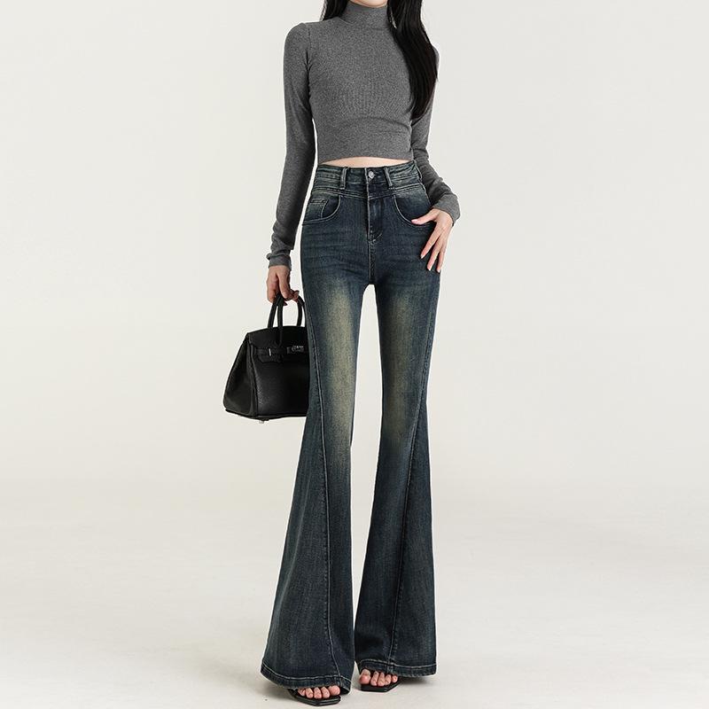 American Retro Blue High-Waist Micro-Flare Jeans for Women - Autumn Slim Fit, Floor-Length 2XL: 129-142 jin
American Retro Blue High-Waist Micro-Flare Jeans for Women - Autumn Slim Fit, Floor-Length 2XL: 129-142 jin