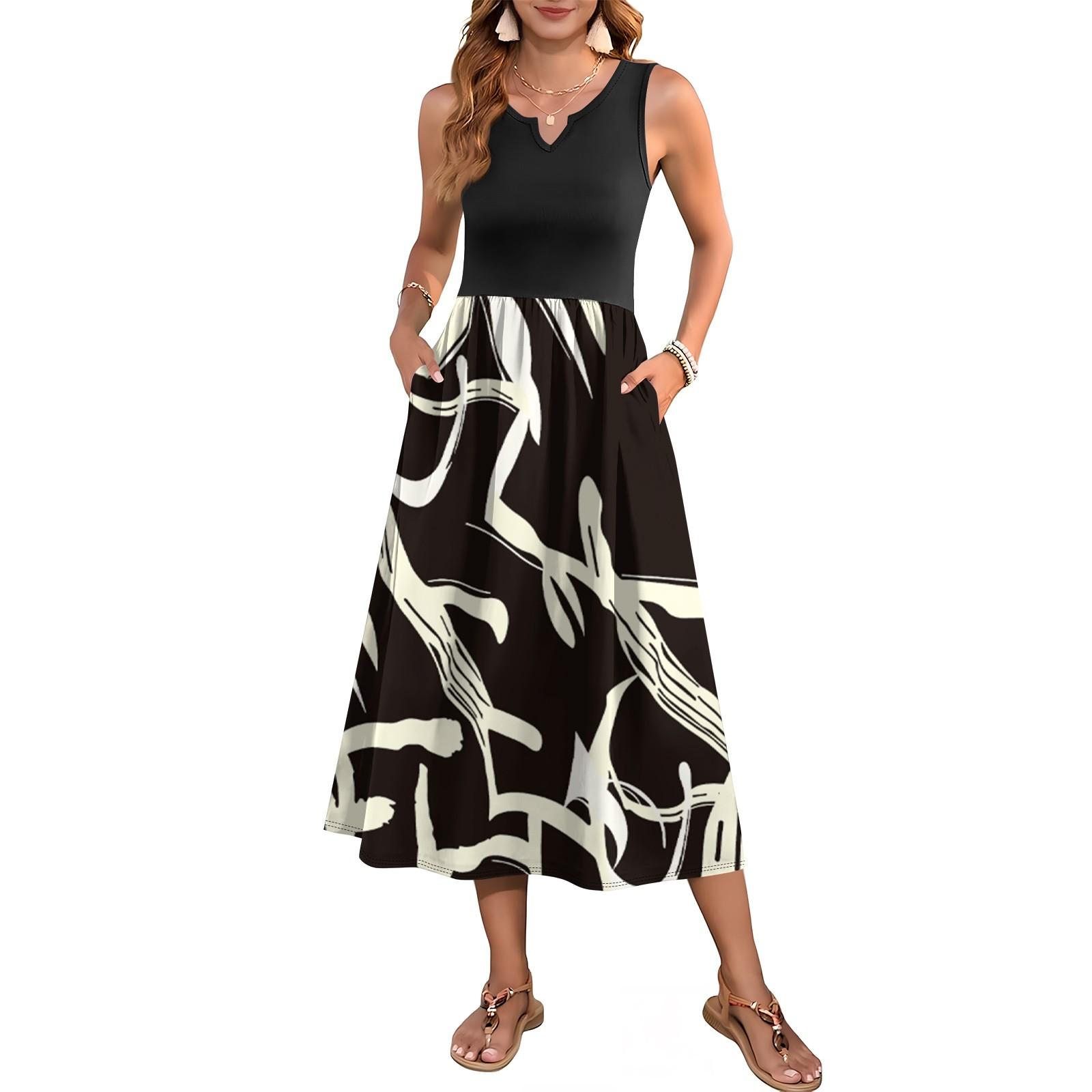 Жіноча модна та елегантна сукня без рукавів з квітковим принтом та високою талією L чорний
Жіноча модна та елегантна сукня без рукавів з квітковим принтом та високою талією L чорний