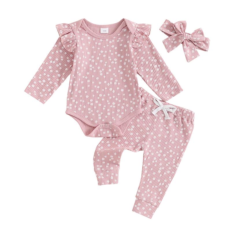 Baby Girl Fall Outfit Floral Long Sleeve Ribbed Romper Bow Pants Headband 3 Piece Set 3M рожевий
Baby Girl Fall Outfit Floral Long Sleeve Ribbed Romper Bow Pants Headband 3 Piece Set 3M рожевий